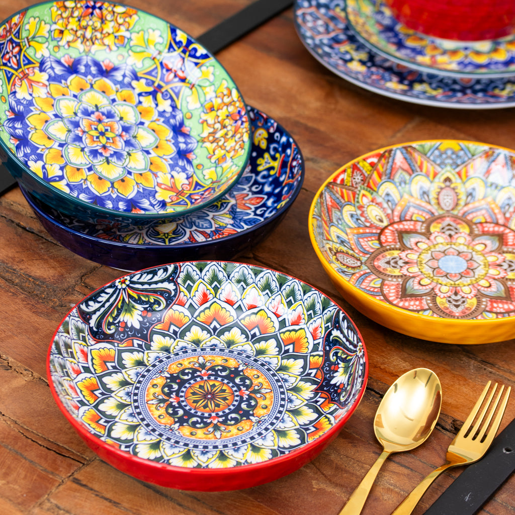 Set Of 4 Tuscany Mandala Pasta Bowls