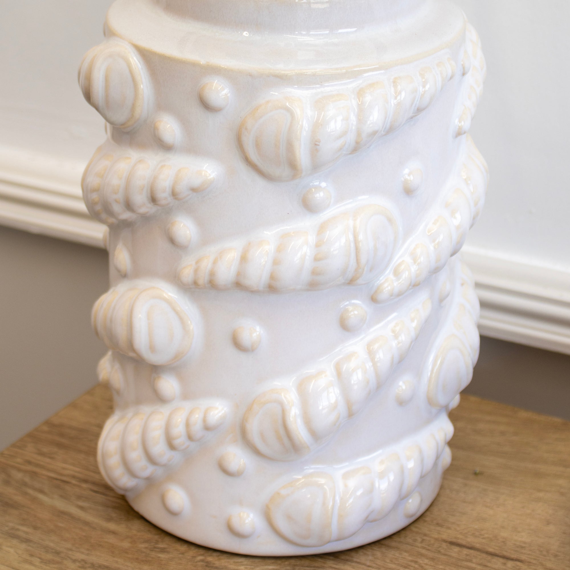 Off White Embossed Sea Shell Vase