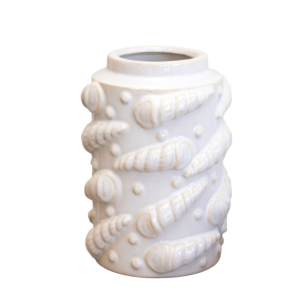 Off White Embossed Sea Shell Vase