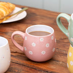 Set Of 4 Pastel Daisy Flower Bubble Mugs