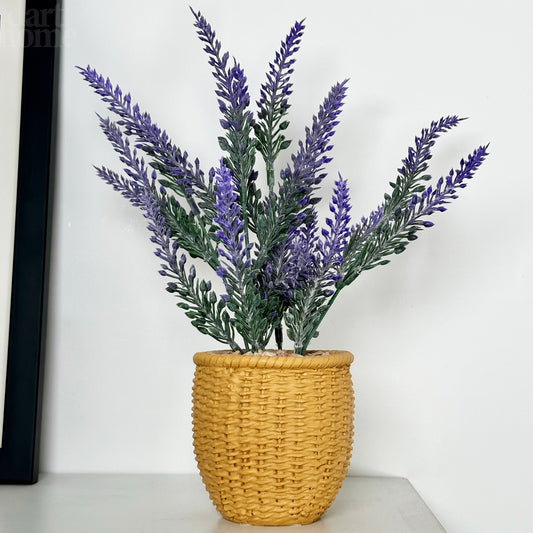 Artificial Lavender Plant In Resin Pot