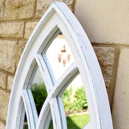 White Gothic Arch Window Wall Mirror