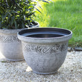 White Round Celtic Scroll Planter