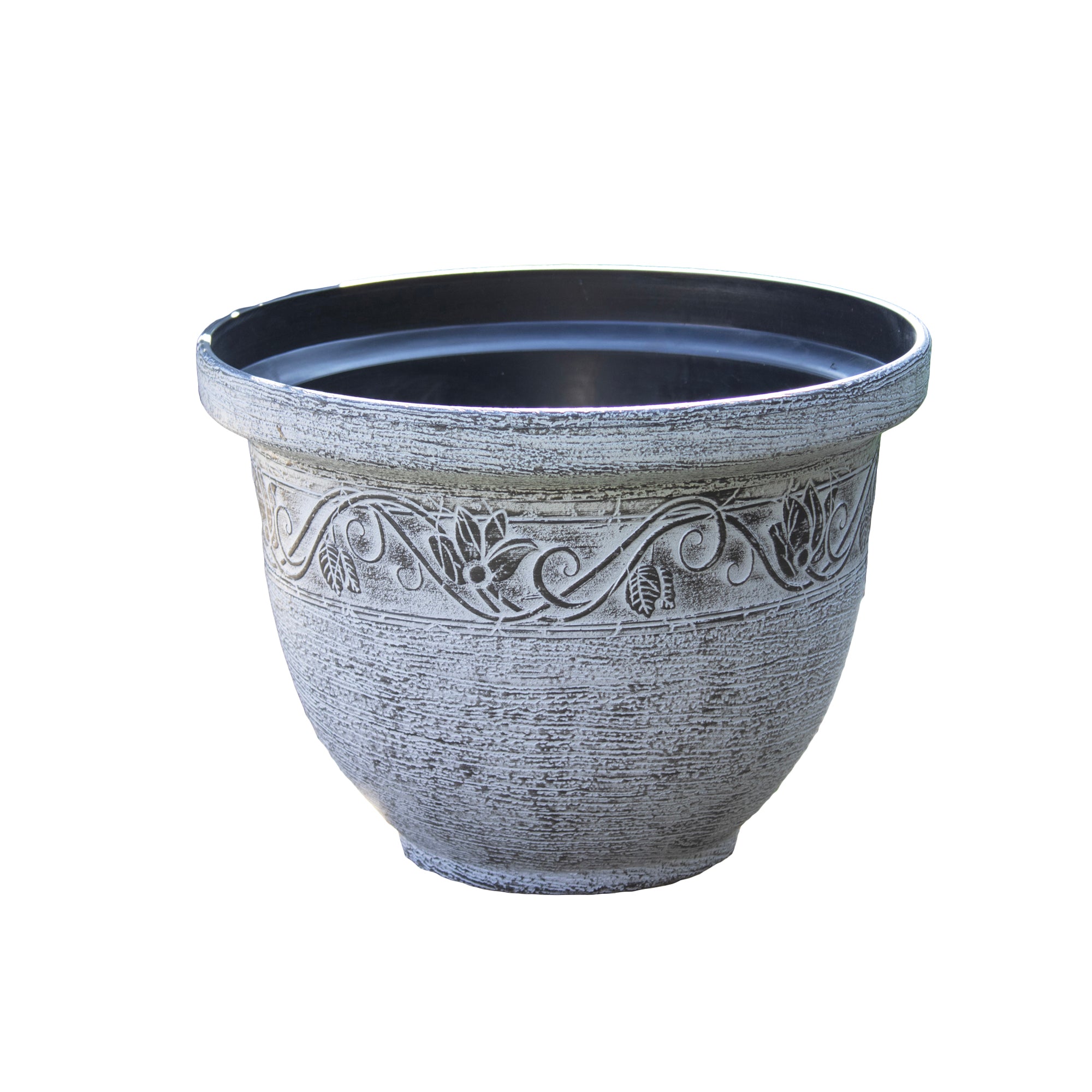 White Round Celtic Scroll Planter