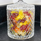 Diamond Glass Sweets Jar With Lid