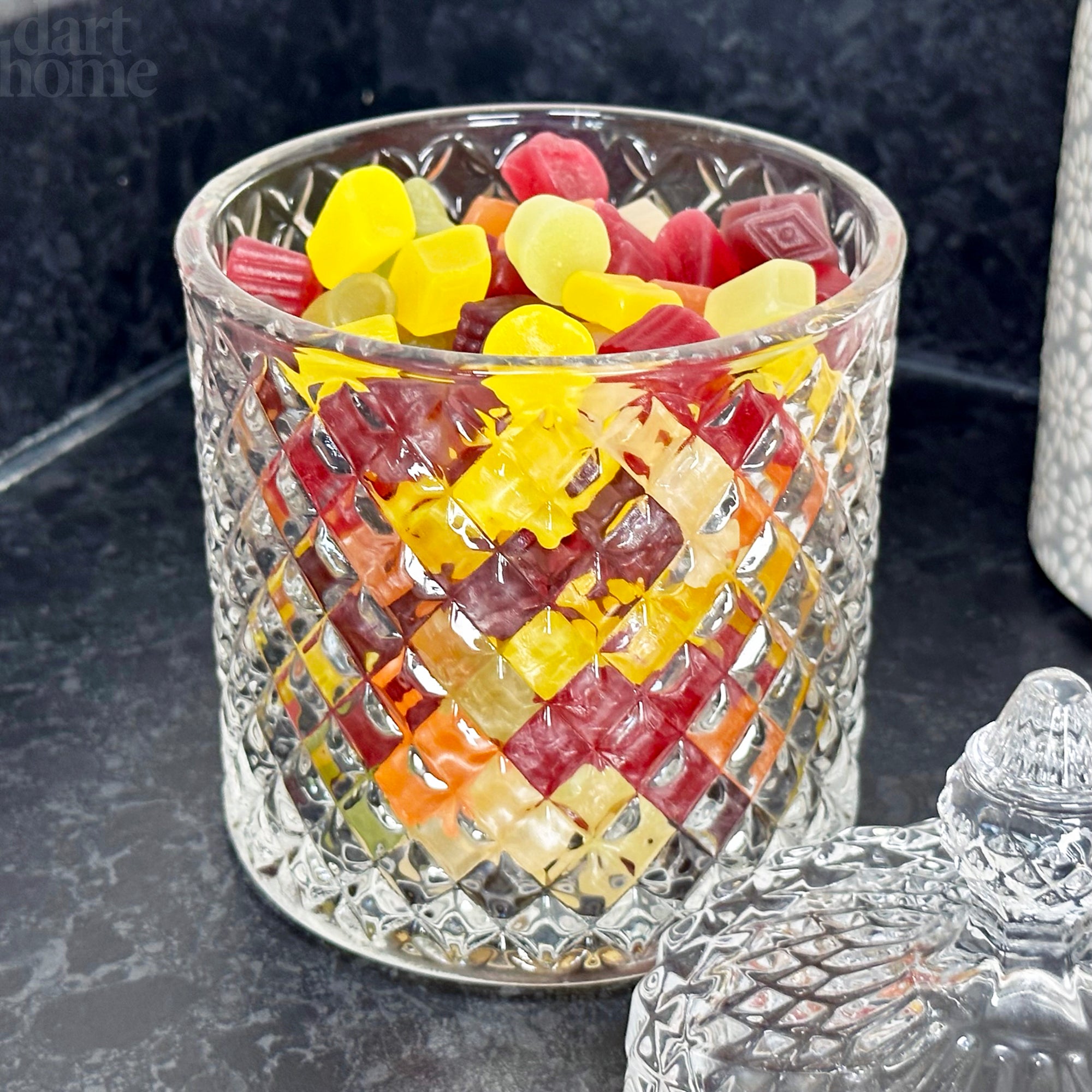 Diamond Glass Sweets Jar With Lid