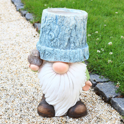 Rustic Blue Bird Gnome Planter