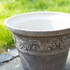 Round Stone Effect Scroll Planter
