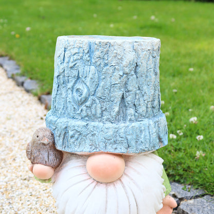 Rustic Blue Bird Gnome Planter