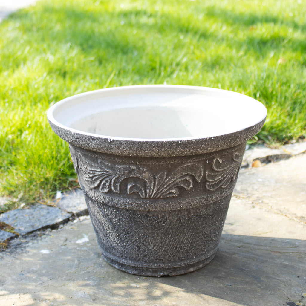 Round Stone Effect Scroll Planter