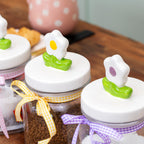 Set Of 3 Flower Lid Glass Storage Jars
