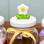 Set Of 3 Flower Lid Glass Storage Jars