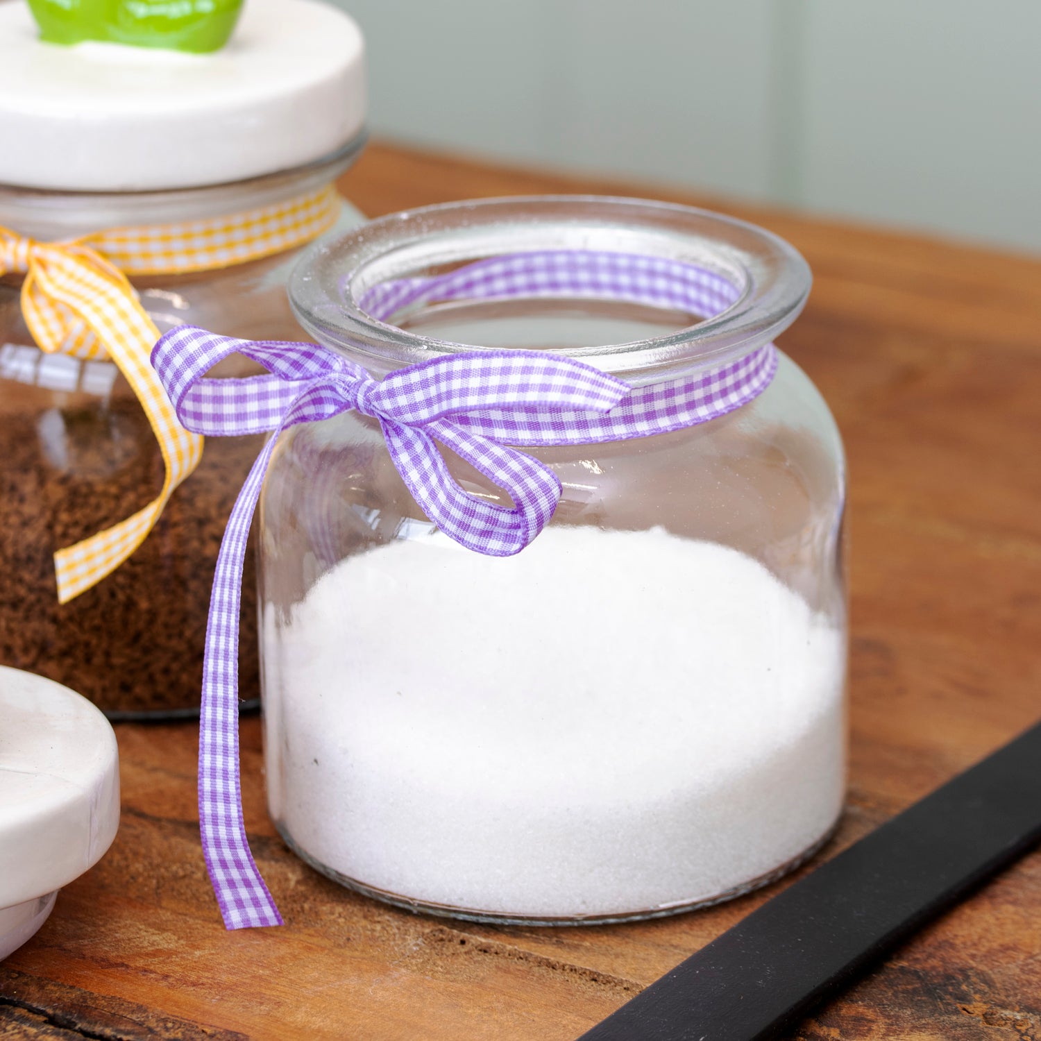 Set Of 3 Flower Lid Glass Storage Jars