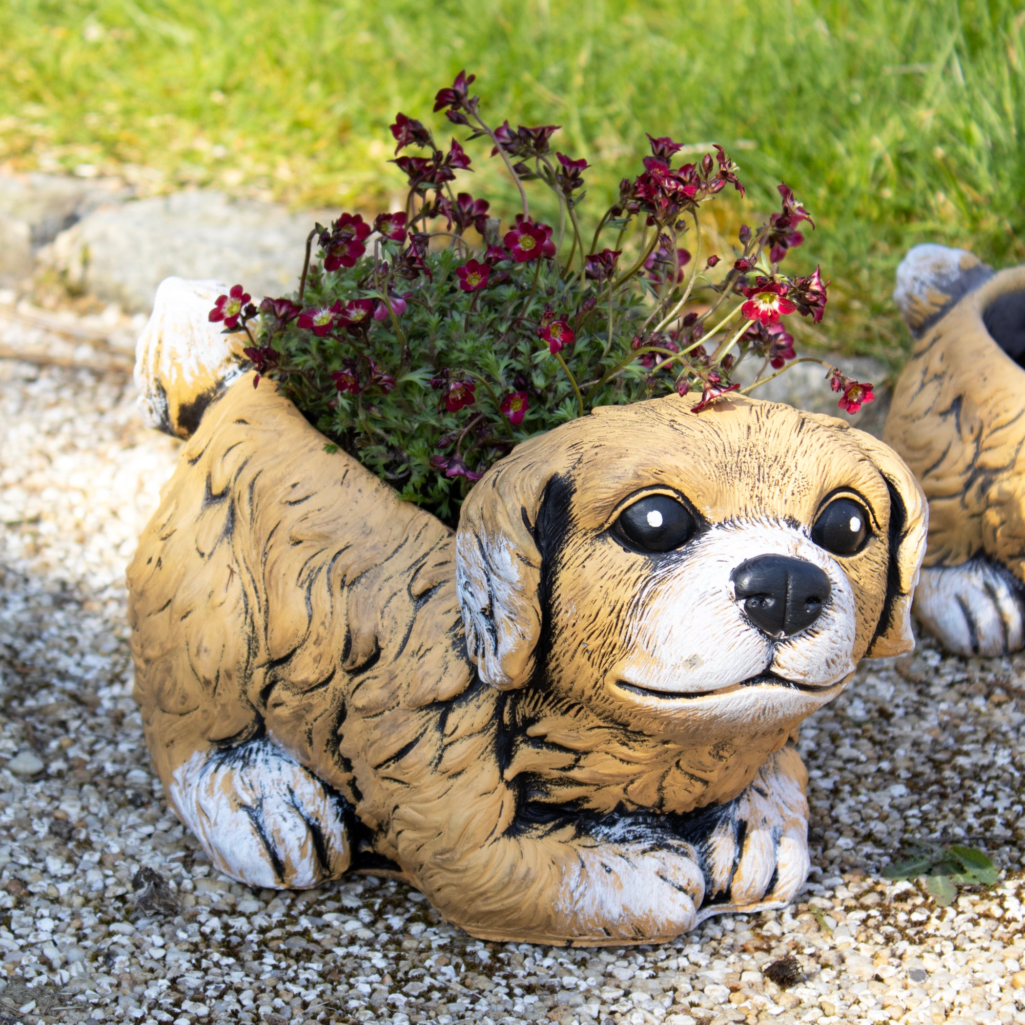 Cement Brown Dog Planter