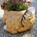 Cement Brown Dog Planter
