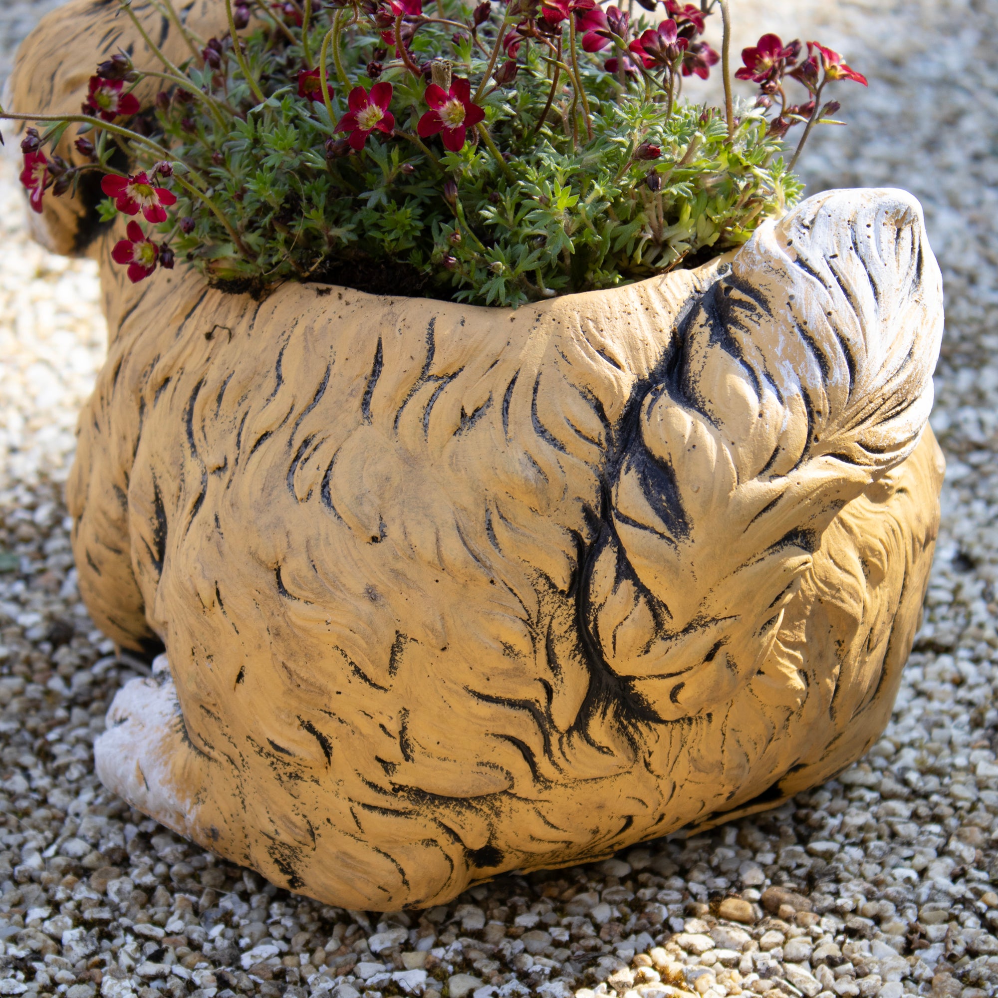 Cement Brown Dog Planter