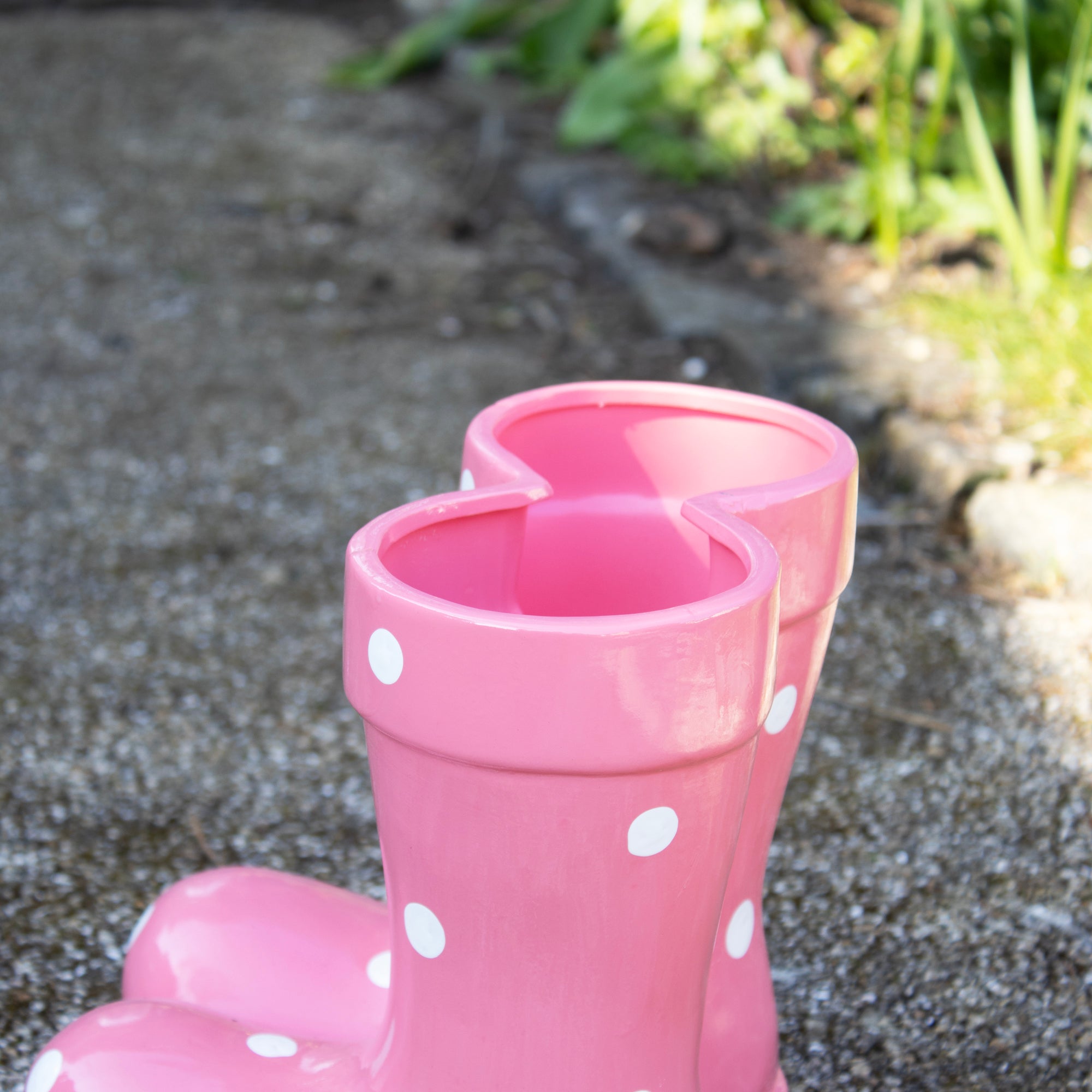 Pink Polka Dot Boots Planter