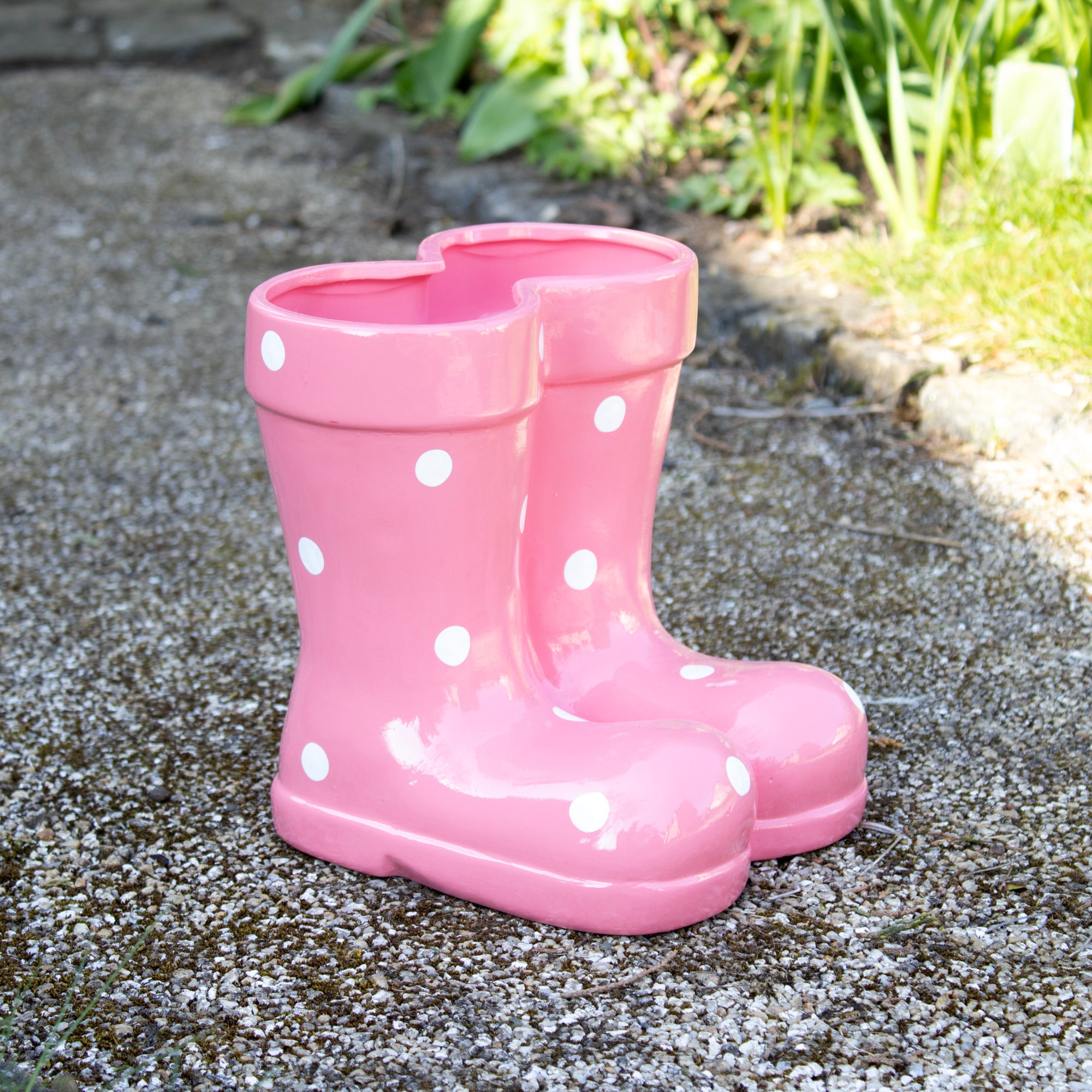 Pink Polka Dot Boots Planter