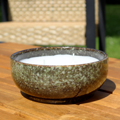 Green Reactive Glaze Citronella Multi Wick Candle