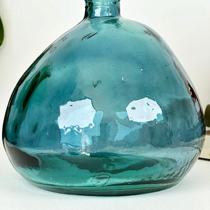 Blaugrüne Blasenvase aus recyceltem Glas