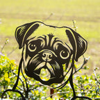 Black Metal Peeking Pug Fence Topper