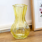 Set Of 4 Fluted Ribbed Glass Vases