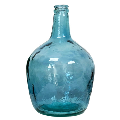 Recycled Glass Large Teal Bottle Vase