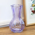 Purple Fluted Ribbed Glass Vase