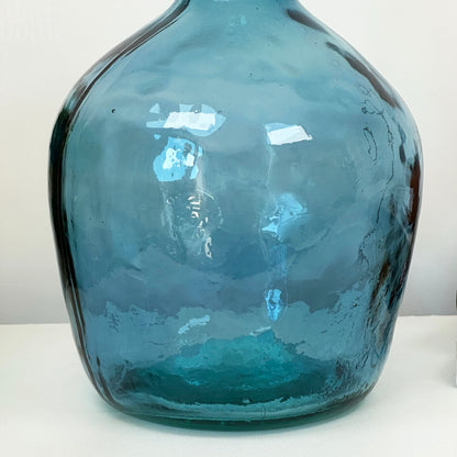 Recycled Glass Large Teal Bottle Vase