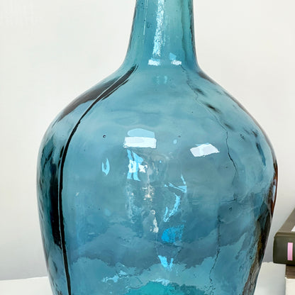 Recycled Glass Large Teal Bottle Vase