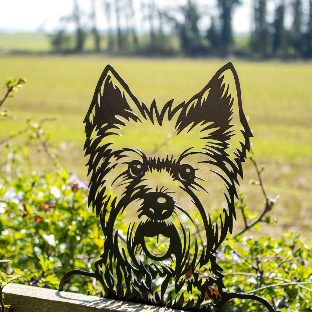 Black Metal West Highland Terrier Peeking Fence Topper