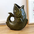 Dark Green Ceramic Fish Vase
