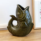 Dark Green Ceramic Fish Vase