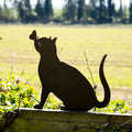 Black Metal Cat With Butterfly Fence Topper