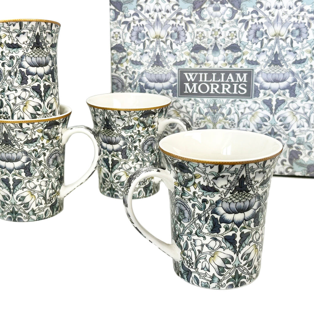 Set Of 4 William Morris Lodden Mugs Giftboxed