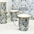 Set Of 4 William Morris Lodden Mugs Giftboxed