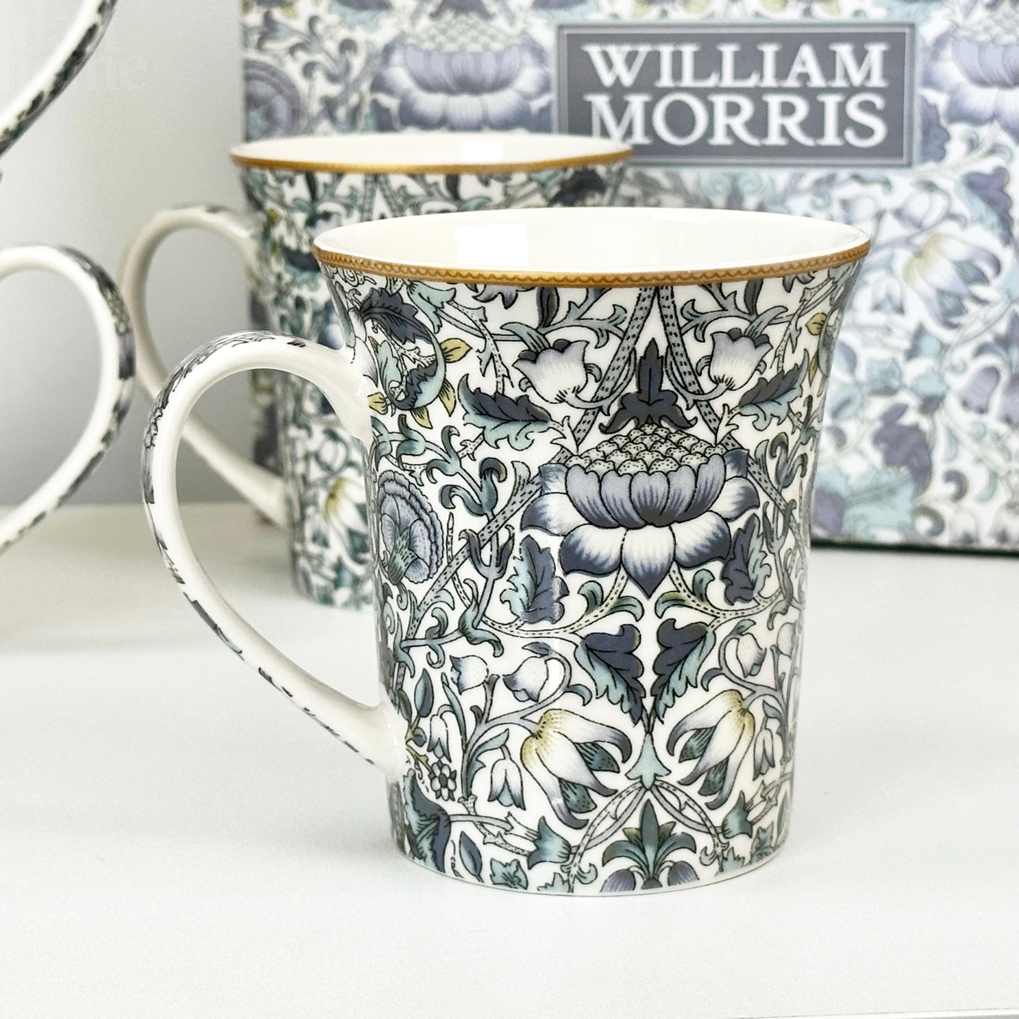 Set Of 4 William Morris Lodden Mugs Giftboxed