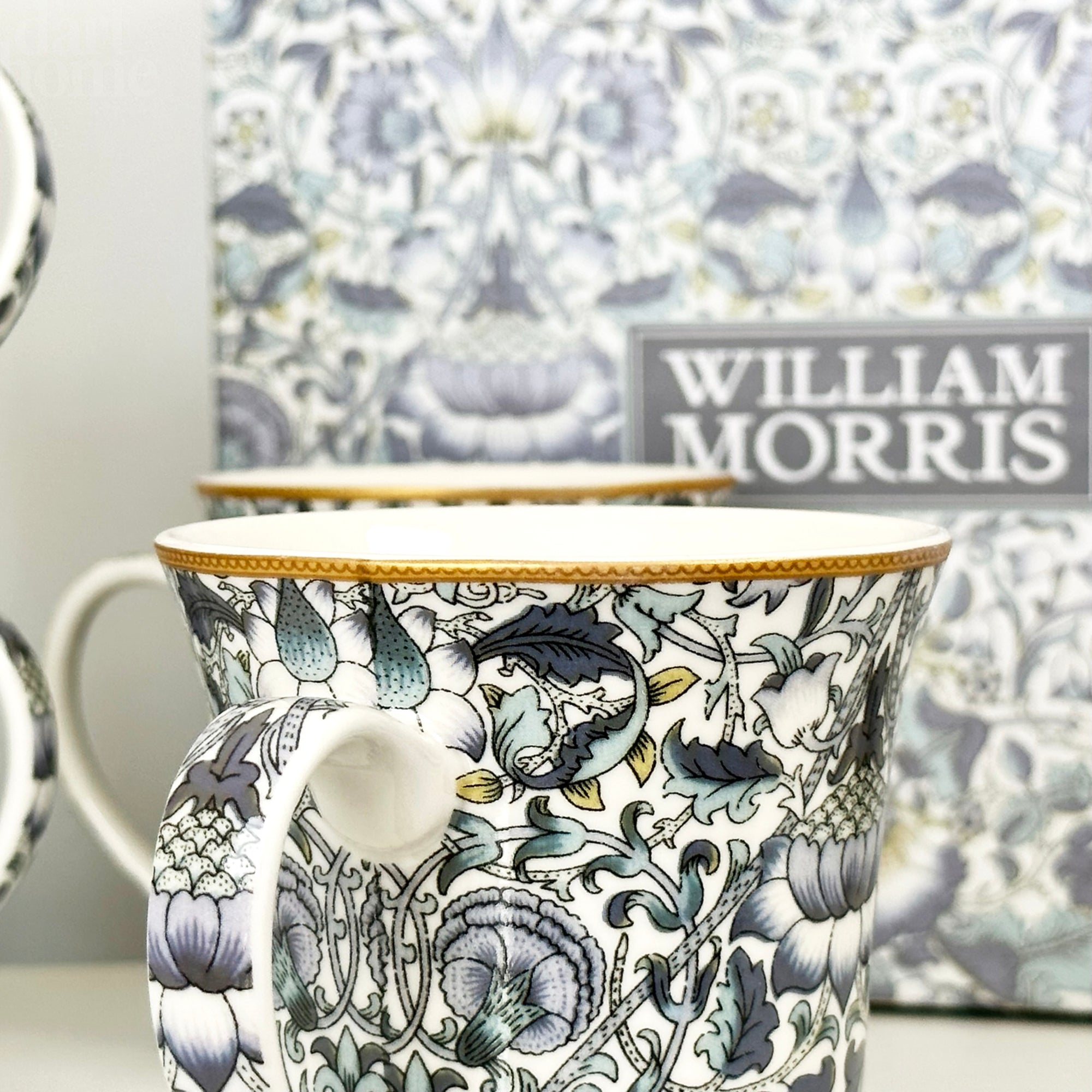 Set Of 4 William Morris Lodden Mugs Giftboxed
