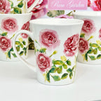 Set Of 4 Pink Rose Garden Mugs Giftboxed