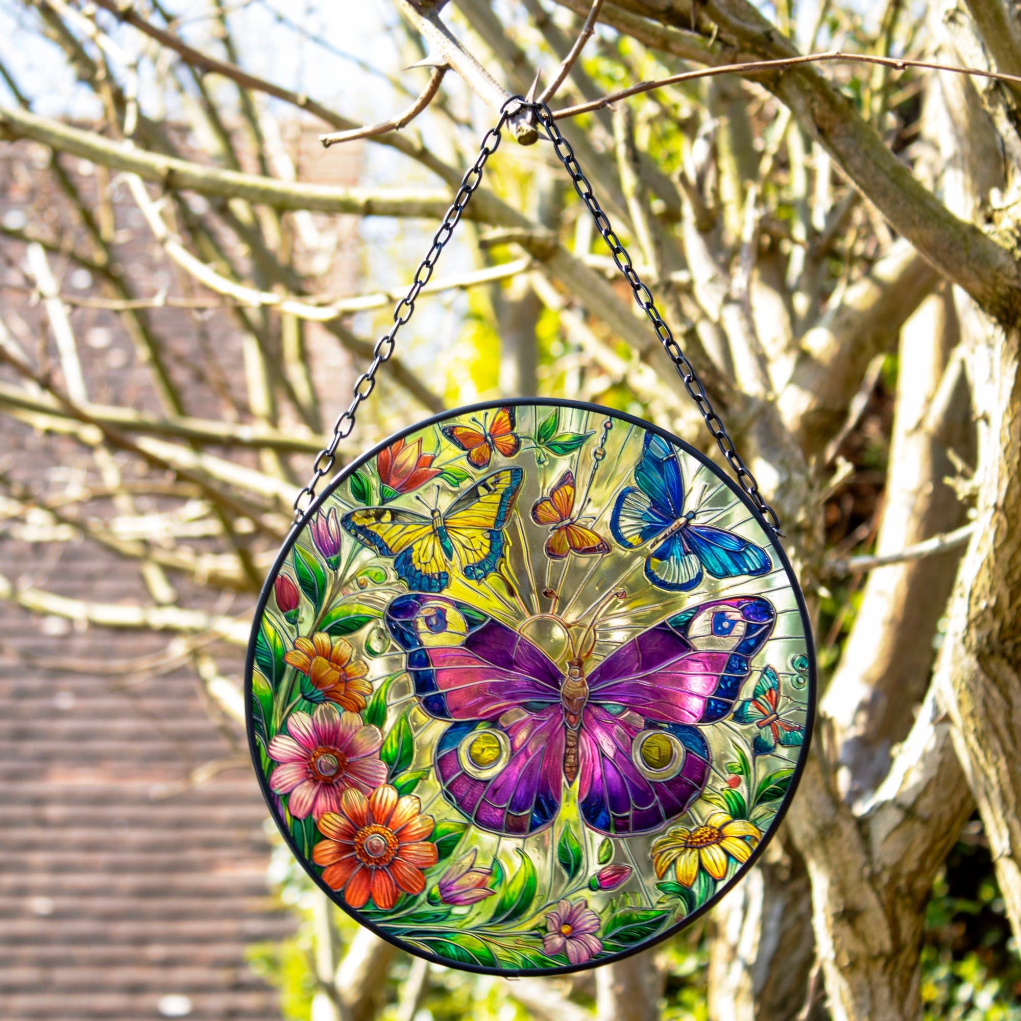 Hanging Stained Glass Butterfly Suncatcher