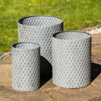Set mit 3 verzinkten Dolly Tub-Pflanzgefäßen