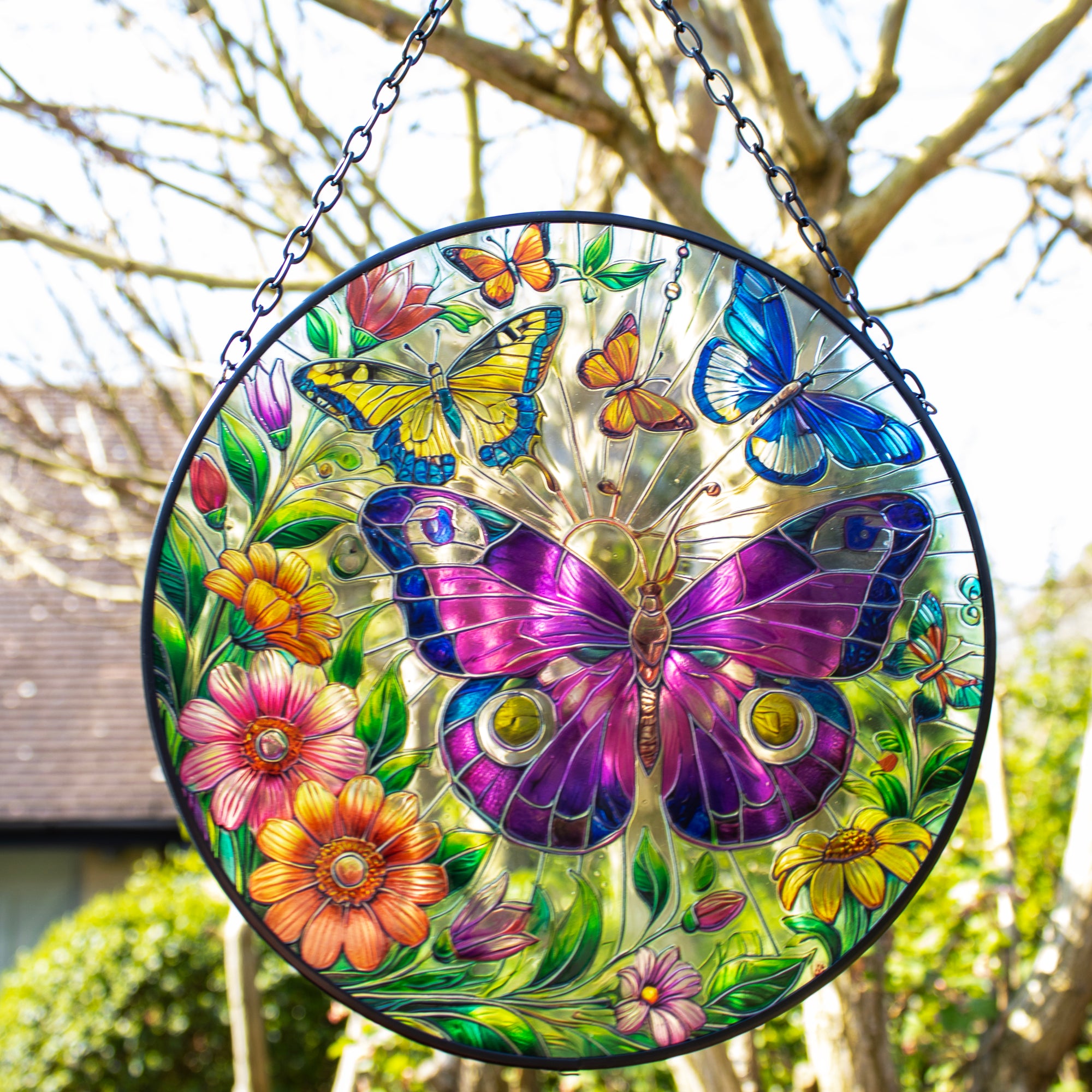 Hanging Stained Glass Butterfly Suncatcher
