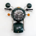 Green Metal Motorbike Wall Clock