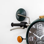 Green Metal Motorbike Wall Clock