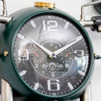 Green Metal Motorbike Wall Clock