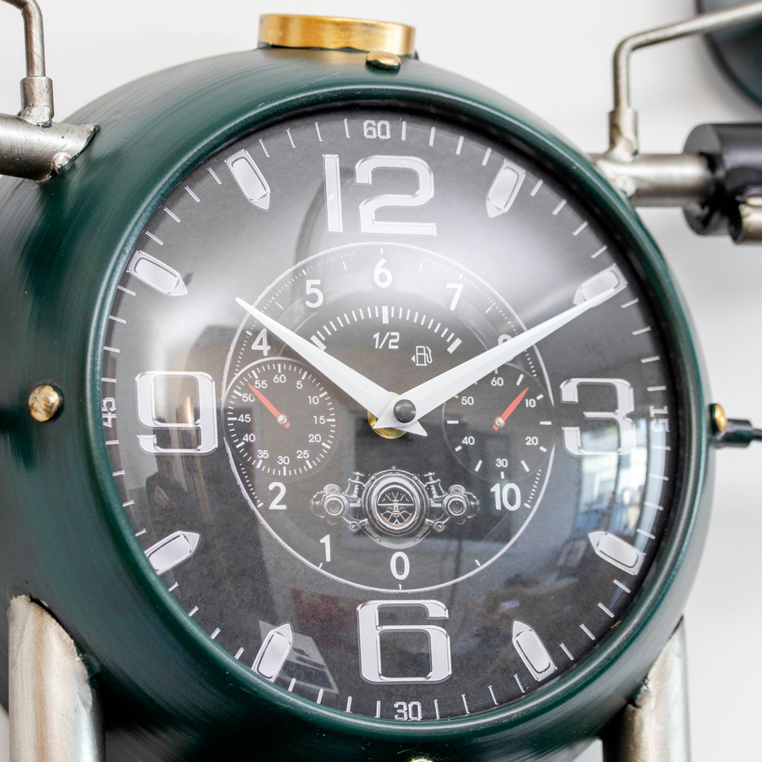 Green Metal Motorbike Wall Clock