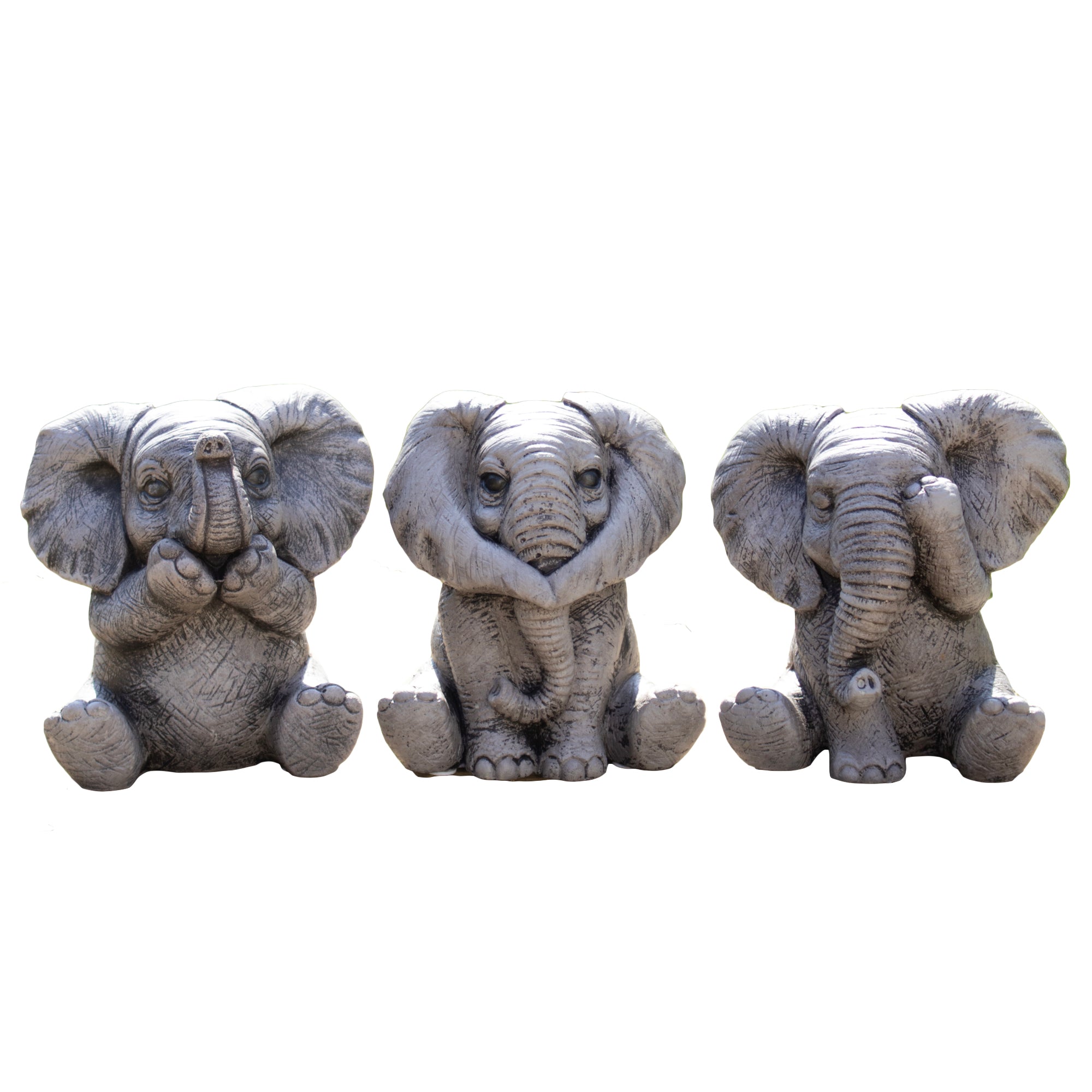 Cement Three Wise Elephant Ornaments