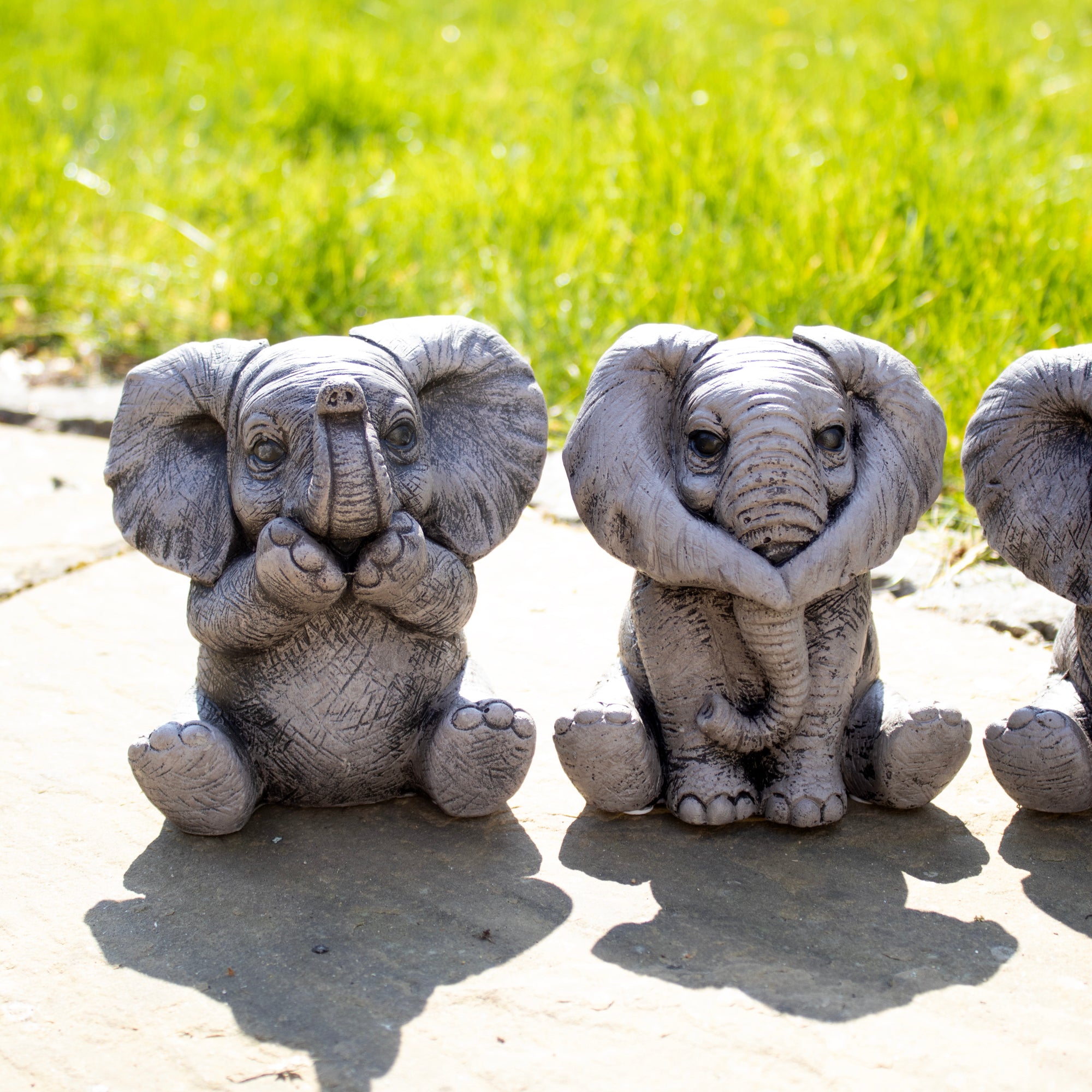 Cement Three Wise Elephant Ornaments