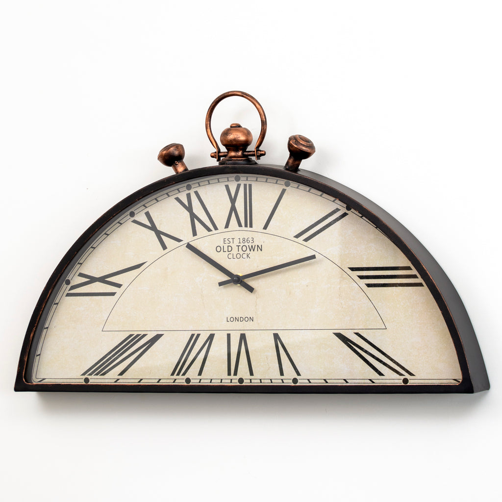 Half Round Old Town Station Wall Clock
