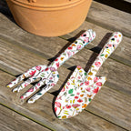 White Floral Trowel And Fork Garden Tool Set